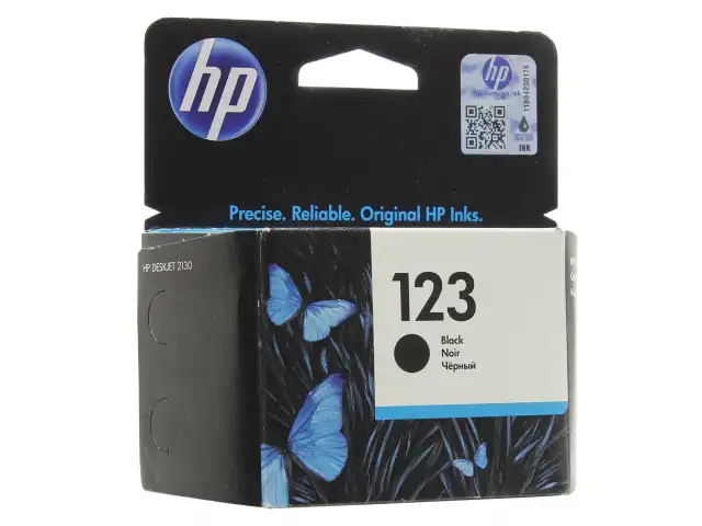 Картридж струйный HP (F6V17AE) Deskjet 2130, №123, чёрный, оригинальный, ресурс 120 стр.