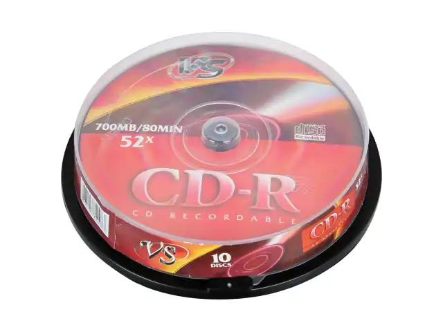 Диски CD-R VS 700 Mb 52x, КОМПЛЕКТ 10 шт., Cake Box, VSCDRCB1001