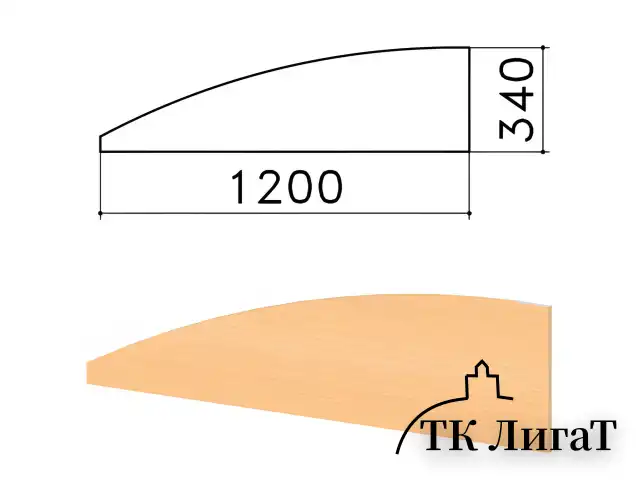 Экран-перегородка "Монолит", 1200х16х340 мм, БЕЗ ФУРНИТУРЫ (код 640237), бук бавария, ЭМ20.1