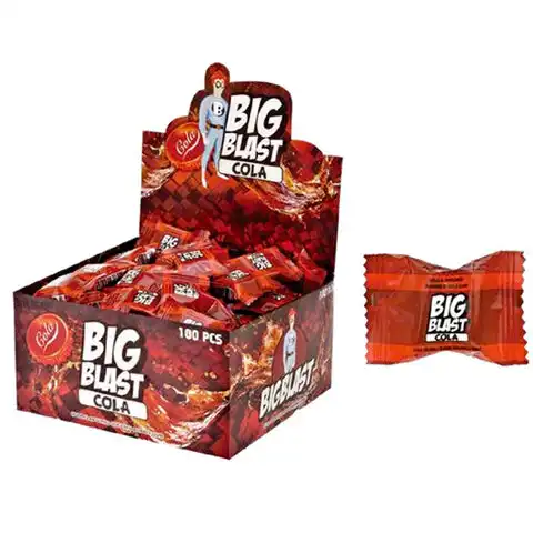 Жевательная резинка BIGBLAST со вкусом Колы, 100 шт по 4 г в шоубоксе, ТУРЦИЯ, УТ-00002110