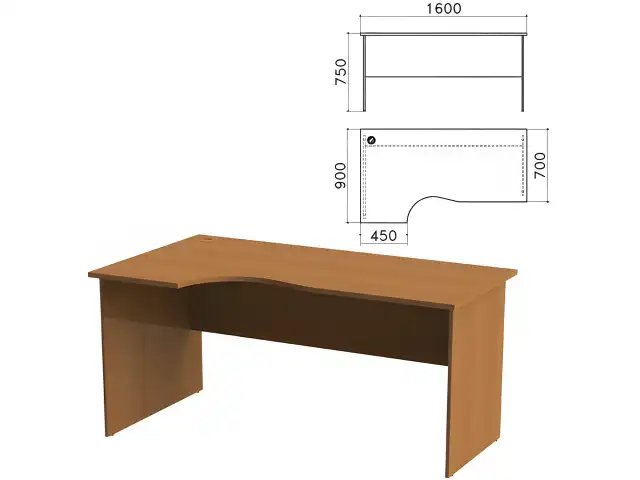 Стол письменный эргономичный "Монолит", 1600х900х750 мм, левый, цвет орех гварнери, СМ7.3