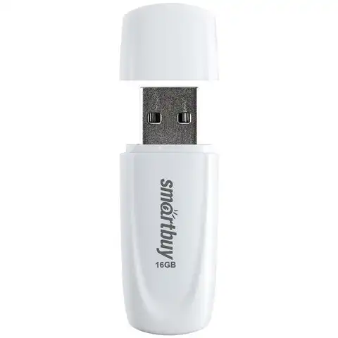 Флеш-диск 16 GB SMARTBUY Scout USB 2.0, белый, SB016GB2SCW