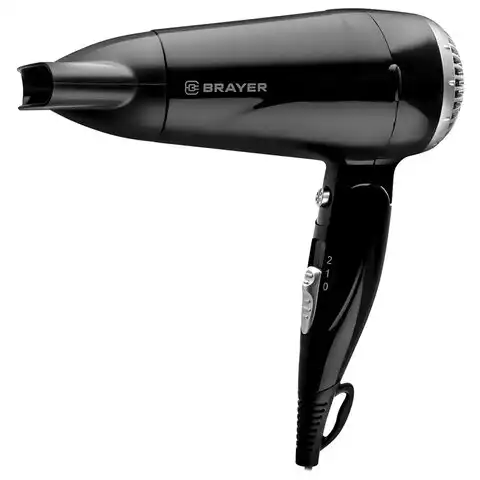 Фен BRAYER BR3024, 1600Вт, 2 скорости, складная ручка, холодный воздух, черный