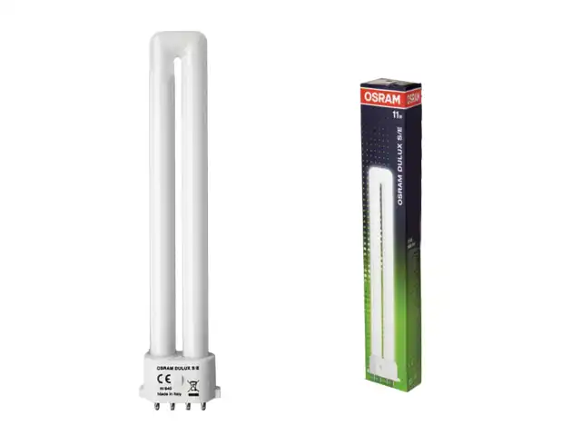 Лампа люминесцентная OSRAM DULUX S/E 11W/21-840, 11 Вт, U-образная, холодный белый свет, цоколь 2G7