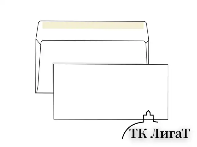 Конверты Е65 (110х220 мм), клей, 80 г/м2, КОМПЛЕКТ 1000 шт.