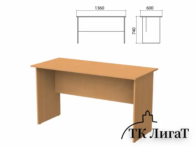 Стол письменный "Бюджет", 1360х600х740 мм, груша ароза, 402661-336