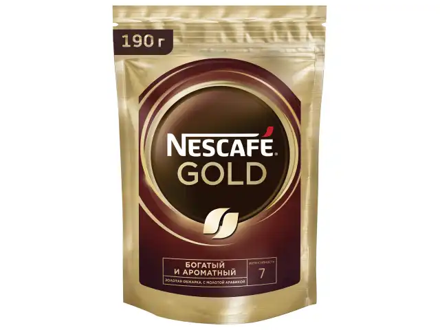 Кофе молотый в растворимом NESCAFE (Нескафе) "Gold", сублимированный, 190 г, мягкая упаковка, 12403031