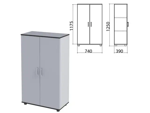 Шкаф закрытый "Монолит", 740х390х1250 мм, цвет серый (КОМПЛЕКТ)