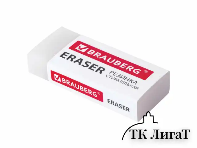 Ластик BRAUBERG EXTRA, 45х17х10 мм, белый, прямоугольный, экологичный ПВХ, картонный держатель, 228076