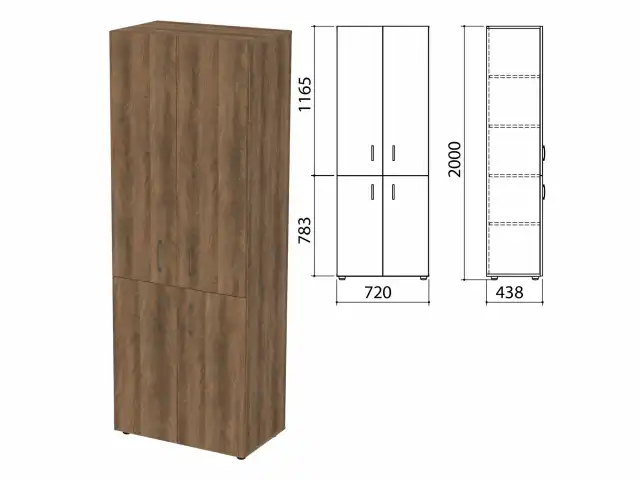Шкаф закрытый "Приоритет", 720х438х2000 мм, 4 полки, лагос (КОМПЛЕКТ)