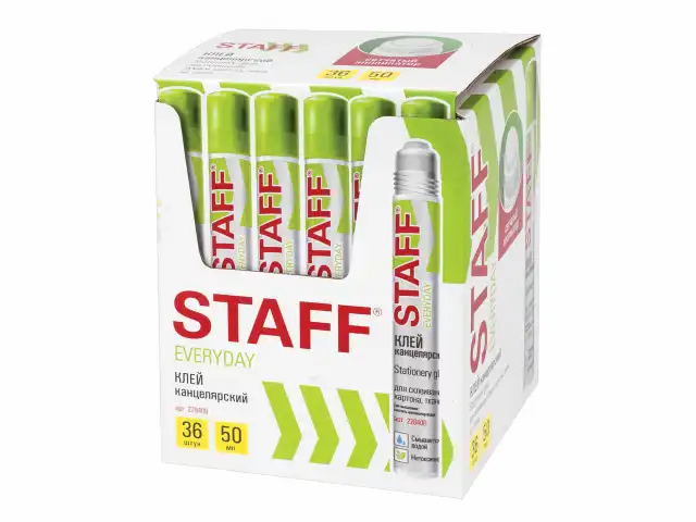 Клей канцелярский STAFF EVERYDAY, 50 мл, сетчатый аппликатор, 228408
