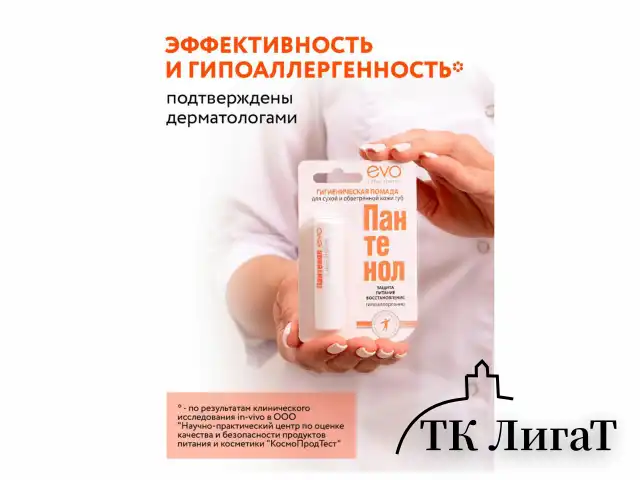Помада гигиеническая гипоаллергенная для сухой и обветренной кожи 2,8 г, ПАНТЕНОЛ EVO, 1604