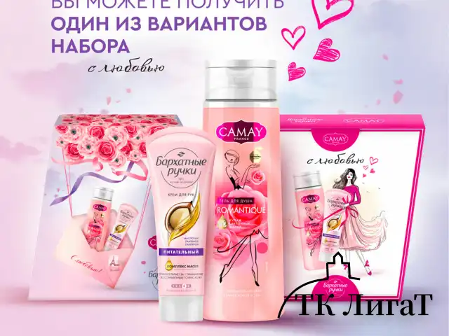 Подарочный набор: гель для душа CAMAY 250 мл + Крем для рук БАРХАТНЫЕ РУЧКИ питательный 80 мл