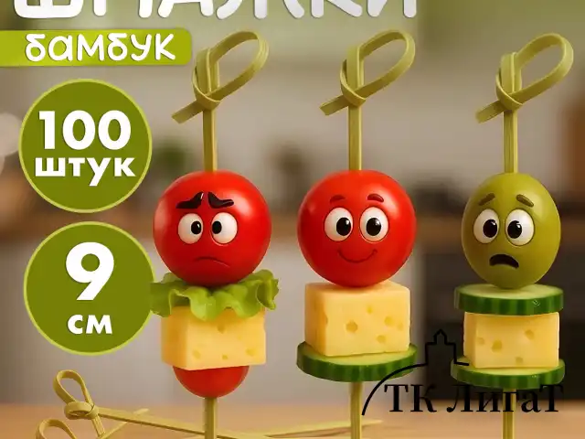 Пики (шпажки) для канапе бамбуковые "Узелок", 9 см, 100 шт., КП, 139898