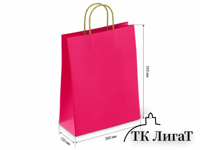 Крафт-пакет бумажный "Ruby red" 26х15х35 см, с кручеными ручками, плотность 80 г/м2, моноцвет, 112412