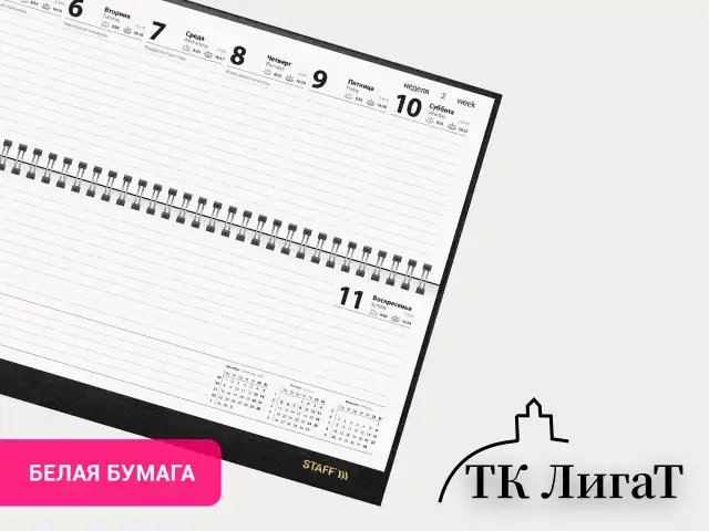 Планинг датированный 2026 300х130 мм, STAFF, гребень, обложка бумвинил, 64 л., черный, 117360