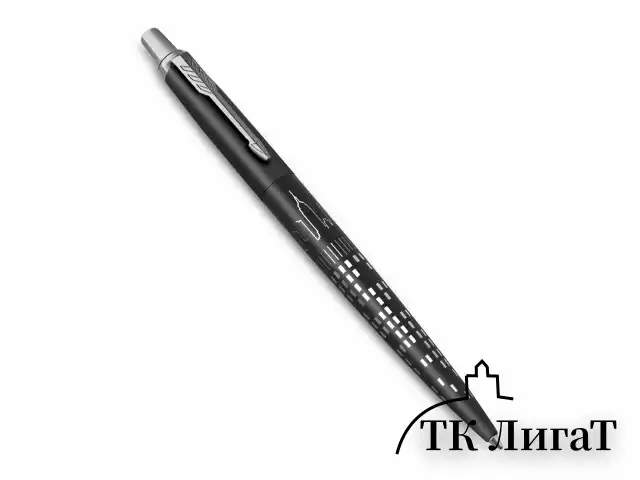 Ручка шариковая PARKER "Jotter New York Black CT", корпус черный лак, детали из нержавеющей стали, синяя, 2187554