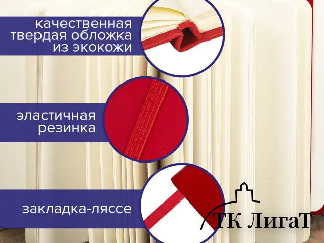 Скетчбук, слоновая кость 140 г/м2 210х148 мм, 80 л., КОЖЗАМ, резинка, BRAUBERG ART CLASSIC, красный, 113197