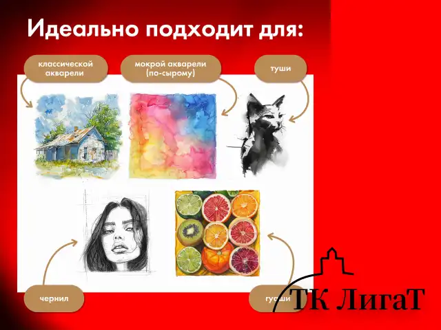 Бумага для акварели ХЛОПОК 100%, 300 г/м2, 560x760 мм, среднее зерно, 10 листов, BRAUBERG ART "PREMIERE", 113236