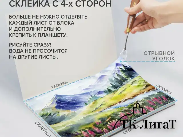 Папка для акварели/планшет, 300 г/м2, 270х390 мм, склейка, крупное зерно, 20 л., BRAUBERG ART PREMIERE, 113250