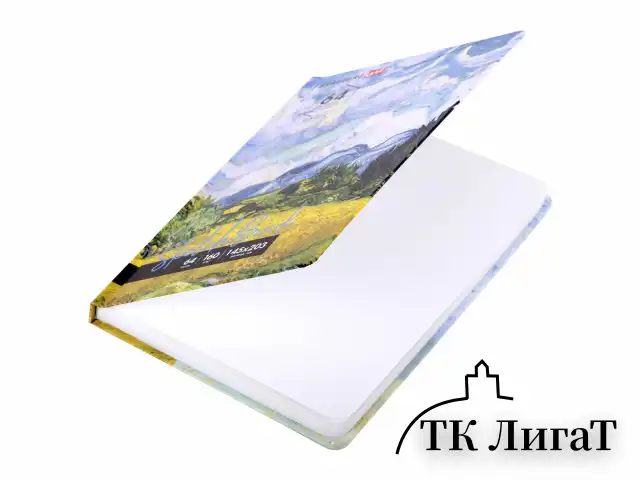 Скетчбук, белая бумага 160 г/м2, 145х203 мм, 64 л., резинка, твердый, BRAUBERG ART CLASSIC "Ван Гог", 114590