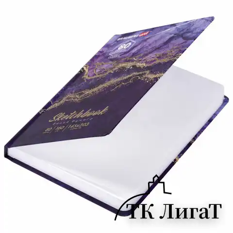 Скетчбук, белая бумага 160 г/м2, 145х203 мм, 80 л., твердая обложка, BRAUBERG ART CLASSIC "Мрамор", 114592