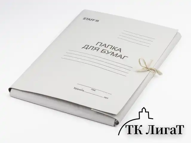 Папка для бумаг с завязками картонная STAFF, гарантированная плотность 310 г/м2, до 200 листов, 121120