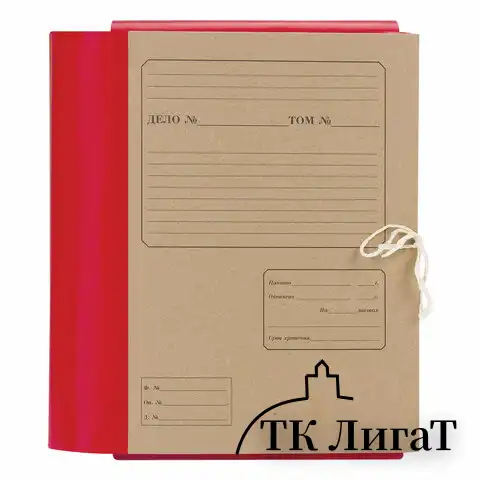Папка для бумаг архивная А4 (225х310 мм), 120 мм, 4 завязки, крафт, корешок - бумвинил, 123204