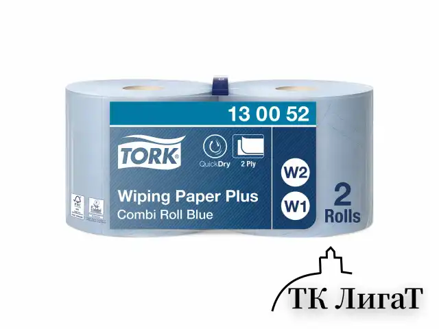 Бумага протирочная TORK (Система W1, W2), КОМПЛЕКТ 2 штуки, Advanced, 750 листов в рулоне, 34х23,5 см, 2-слойная, 130052