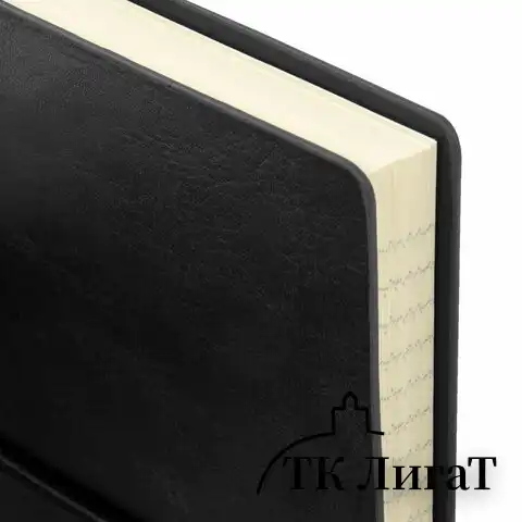 Блокнот МАЛЫЙ ФОРМАТ (100х150 мм) А6, BRAUBERG "Black Jack", 128 л., гладкий кожзам, резинка, клетка, черный, 125243