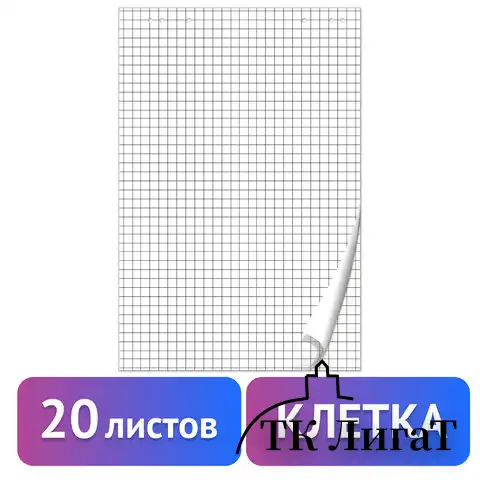 Блокнот для флипчарта BRAUBERG, 20 листов, клетка, 67,5х98 см, 80 г/м2, 128645