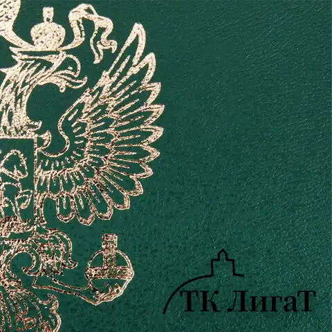 Папка адресная бумвинил с гербом России, формат А4, зеленая, индивидуальная упаковка, STAFF "Basic", 129581