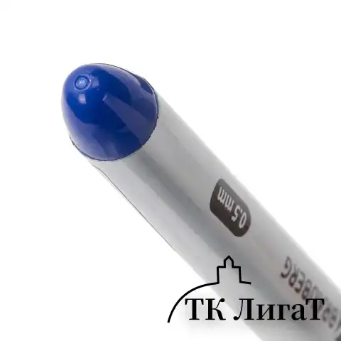 Ручка-роллер BRAUBERG "Control", СИНЯЯ, корпус серебристый, узел 0,5 мм, линия письма 0,3 мм, 141554