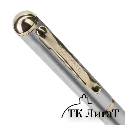 Ручка подарочная перьевая BRAUBERG "Maestro", СИНЯЯ, корпус серебристый с золотистыми деталями, 143469