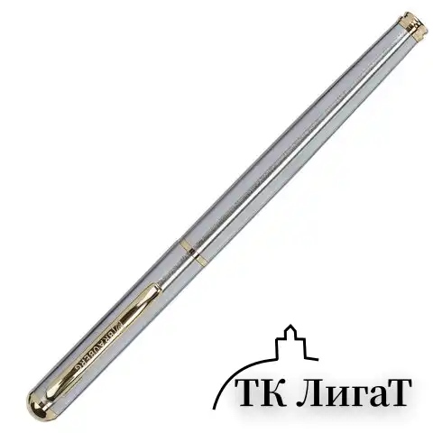 Ручка подарочная перьевая BRAUBERG "Maestro", СИНЯЯ, корпус серебристый с золотистыми деталями, 143469