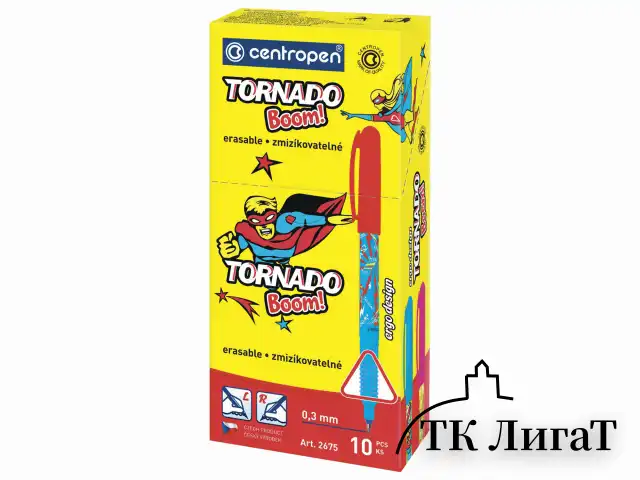 Ручка-роллер СИНЯЯ CENTROPEN "Tornado Boom", корпус с печатью, 0,5 мм, линия 0,3 мм, 2675, 3 2675 1005