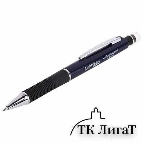 Набор BRAUBERG "Modern": механический карандаш, корпус синий + грифели НВ, 0,5 мм, 12 штук, блистер, 180335