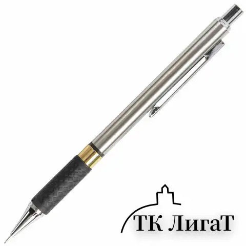 Карандаш механический 0,5 мм, BRAUBERG "Black Jack", металлический корпус, ластик, резиновый грип, 180463