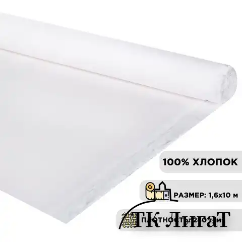 Холст в рулоне BRAUBERG ART DEBUT, 1,6x10 м, грунт., 280 г/м2, 100% хлопок, мелкое зерно, 191030