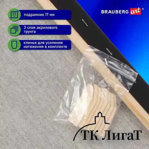 Холст на подрамнике черный BRAUBERG ART CLASSIC, 30х40см, 380г/м, хлопок, мелкое зерно, 191650