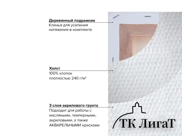 Холст на подрамнике акварельный BRAUBERG ART CLASSIC,20х30, 240г/м, 100% хлопок,мелкое зерно, 191667
