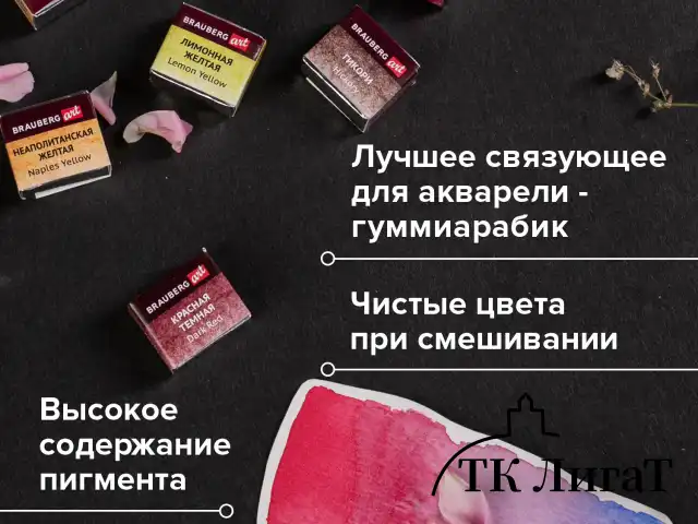 Акварель художественная кюветы НАБОР 48 цветов по 3,5 г, металлический кейс, BRAUBERG ART PREMIERE, 191775