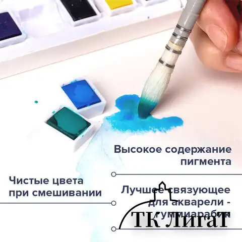 Акварель художественная в кюветах НАБОР 12 цветов по 2,5 г, BRAUBERG ART DEBUT, 191776