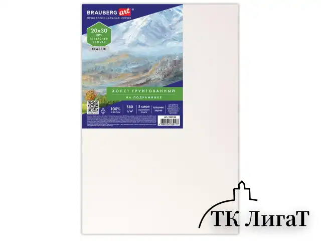 Холст на подрамнике 20х30 см, 380 г/м2, грунтованный, 100% хлопок, BRAUBERG ART, 192194