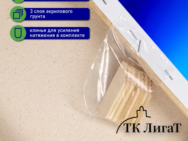 Холст на подрамнике 20х30 см, 380 г/м2, грунтованный, 100% хлопок, BRAUBERG ART, 192194