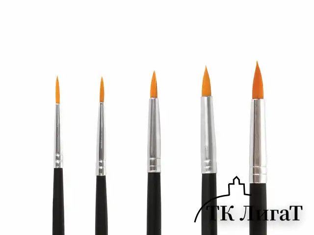 Кисти BRAUBERG, набор 5 шт. (синтетика, круглые № 1, 2, 3, 4, 5), блистер, 200218