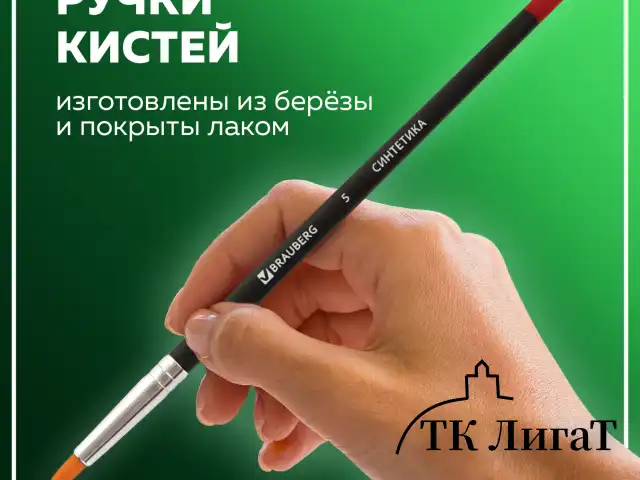 Кисти BRAUBERG, набор 5 шт. (синтетика, круглые № 1, 2, 3, 4, 5), блистер, 200218
