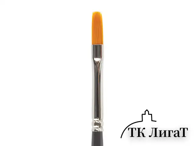 Кисть художественная проф. BRAUBERG ART CLASSIC, синтетика жесткая, плоская, № 4, длинная ручка, 200664