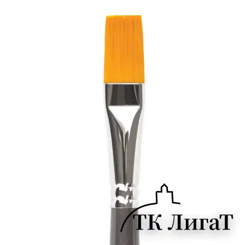 Кисть художественная проф. BRAUBERG ART CLASSIC, синтетика жесткая, плоская, № 14, длинная ручка, 200669