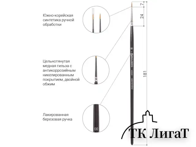 Кисть художественная проф. BRAUBERG ART CLASSIC, синтетика мягкая под колонок, кругл, № 00, кор руч, 200684